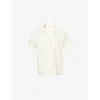 Moncler Womens  Embroidered Camp-collar Cotton-blend Shirt In White