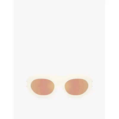 Moncler Womens White Me8015u Ramillon Round-frame Acetate Sunglasses In Neutral