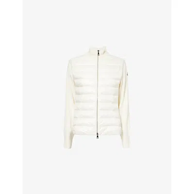 Moncler Womens White Padded Zip-up Wool And Nylon Cardigan Xs
