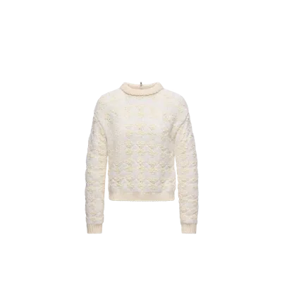 Moncler Wool  Alpaca Blend Striped Sweater In White