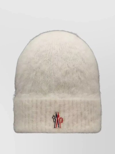 Moncler Wool And Alpaca Ribbed Knit Beanie In Cream