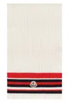 Moncler Ribbed Striped Wool Cashmere Scarf In Neutral