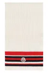 Moncler Ribbed Striped Wool Cashmere Scarf In White