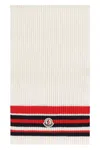 Moncler Ribbed Striped Wool Cashmere Scarf In White