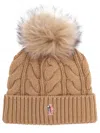 Moncler Grenoble Biscuit Wool Blend Beanie Hat In Neutral