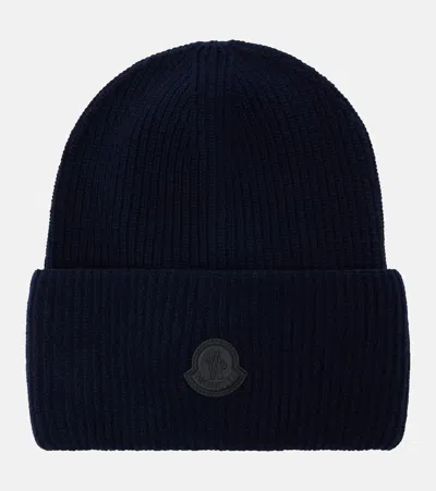 Moncler Wool And Cashmere Beanie In Blue