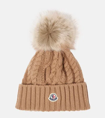 Moncler Wool And Cashmere Beanie In Brown