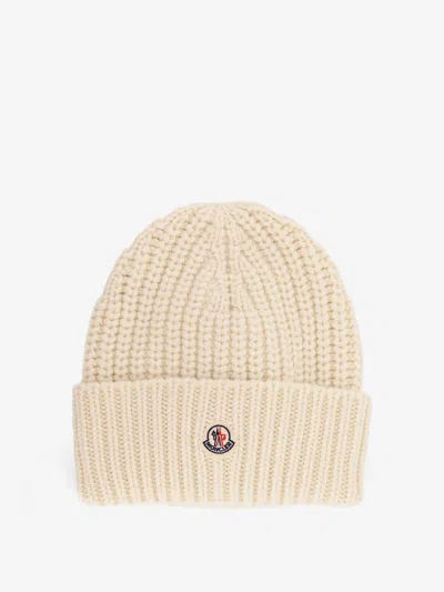 Moncler Wool And Cashmere Beanie Hat In White