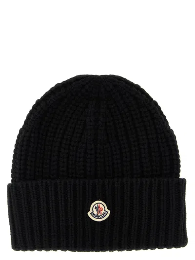 Moncler Wool And Cashmere Beanie Hats Black