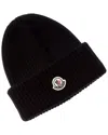 Moncler Logo Ribbed Wool And Cashmere-blend Beanie In Brown