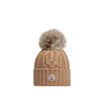 Moncler Wool & Cashmere Blend Beanie With Pom Pom, Women, Beige, Size: One Size In Sand