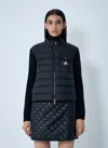 Moncler Long Sleeve Ribbed Cardigan With Padded Front In Black