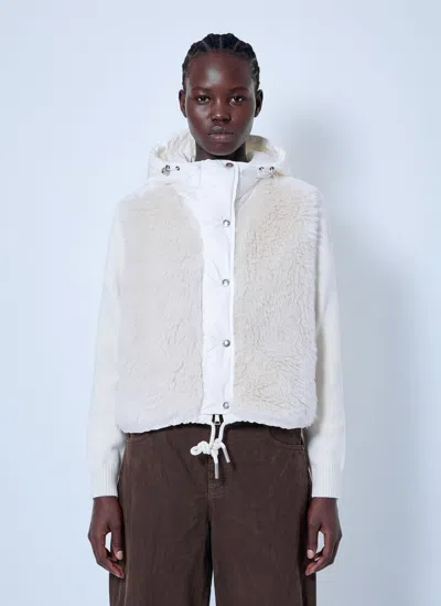 Moncler Wool & Cashmere Blend Padded Zip-up Cardigan In White