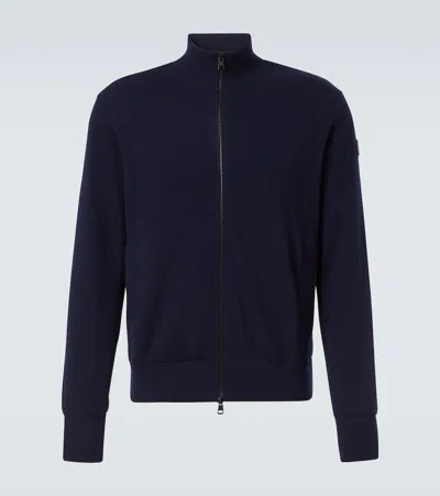 Moncler Wool And Cashmere Cardigan In Blue