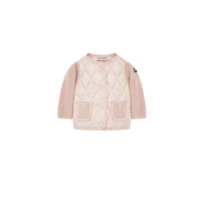 Moncler Wool & Cashmere Down Cardigan, Girls, Pink, Size: 3y In Neutral