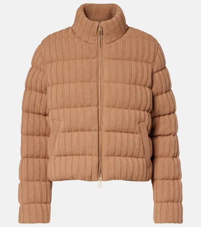 Moncler Wool And Cashmere Down Jacket In Brown