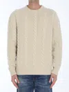 Moncler Cable-knit Wool And Cashmere Sweater In Beige