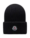 Moncler Wool & Cashmere Logo Patch Beanie In Black