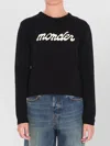 Moncler Cropped Sweater With Contrasting Embroidered Logo In Black