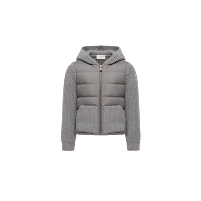 Moncler Wool & Cashmere Padded Cardigan, Girls, Gray, Size: 8y