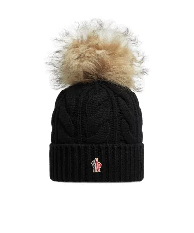 Moncler Wool And Cashmere Pommel Caps In Black
