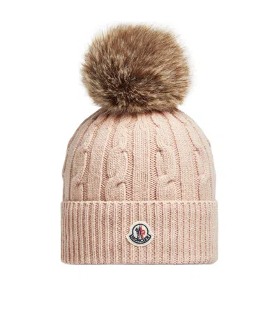 Moncler Wool And Cashmere Pommel Caps In Nude