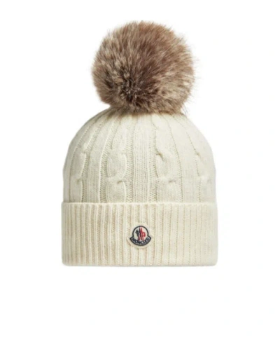 Moncler Wool And Cashmere Pommel Caps In White