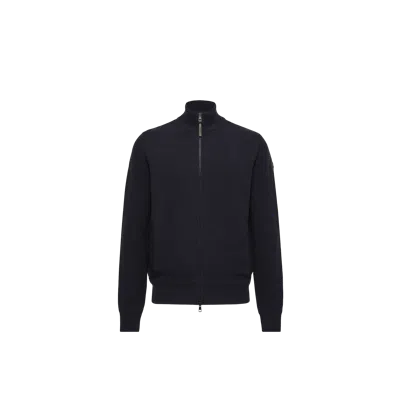 Moncler Wool & Cashmere Zip-up Cardigan, Homme, Bleu, Taille: Xxl In Blue