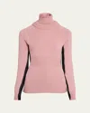 Moncler Wool And Fleece Turtleneck Sweater In Pastel Pink