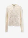 Moncler Womens Miscellaneous Hybrid Logo-badge Nylon And Cotton-knit Cardigan Xl In Neutral