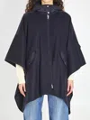 Moncler Front-pocket Hooded Cape In Blue