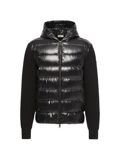 Moncler Wool And Nylon Padded Cardigan In Pink