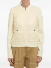 Moncler Womens Miscellaneous Hybrid Logo-badge Nylon And Cotton-knit Cardigan Xl In Neutral