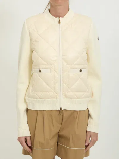 MONCLER MONCLER WOOL AND NYLON PADDED CARDIGAN