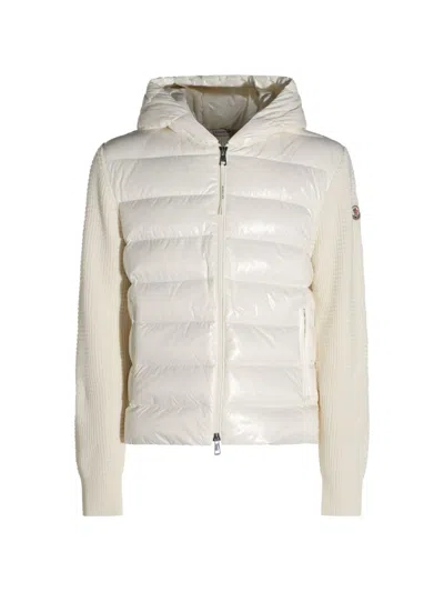 Moncler Wool And Nylon Padded Cardigan In White
