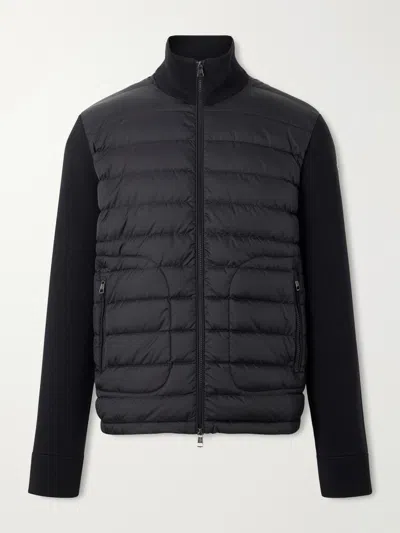 Moncler Wool And Quilted Shell Zip-up Cardigan In Black