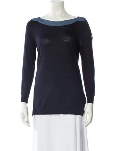 Pre-owned Moncler Wool Bateau Neckline Sweater In Black