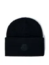 Moncler Men Logo Motif Beanie Hat In Black
