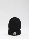 Moncler Ribbed Knit Wool Beanie With Folded Cuff In Black