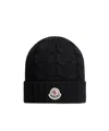 Moncler Enfant Logo Patch Cable-knitted Beanie In Black