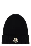 Moncler Ribbed Logo-patch Beanie In Black