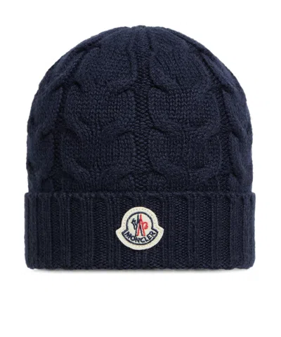 Moncler Wool Beanie In Blue