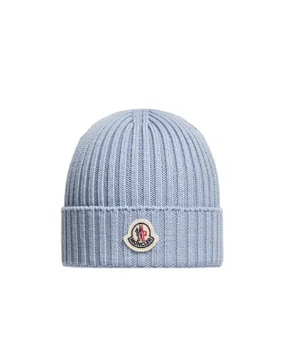 Moncler Wool Beanie In Blue