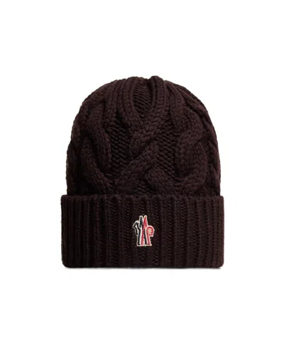 Moncler Wool Beanie In Brown