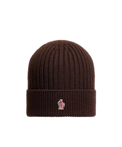 Moncler Wool Beanie In Brown