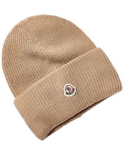 Moncler Wool Beanie In Brown