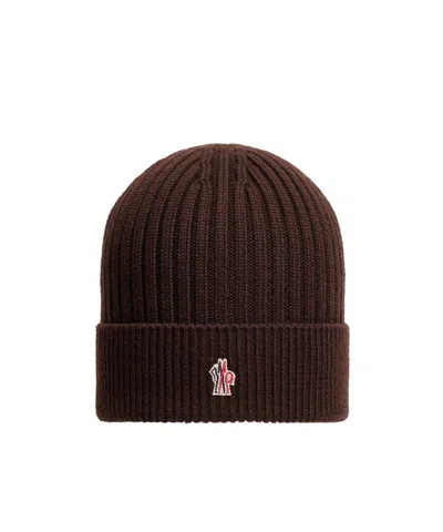 Moncler Wool Beanie In Brown