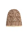 Moncler Logo Patch Knitted Beanie In Brown