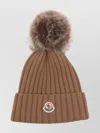 Moncler Wool Beanie Featuring Pom-pom Detail In Brown