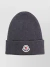 Moncler Wool Beanie Featuring Turn-up Brim In Gray